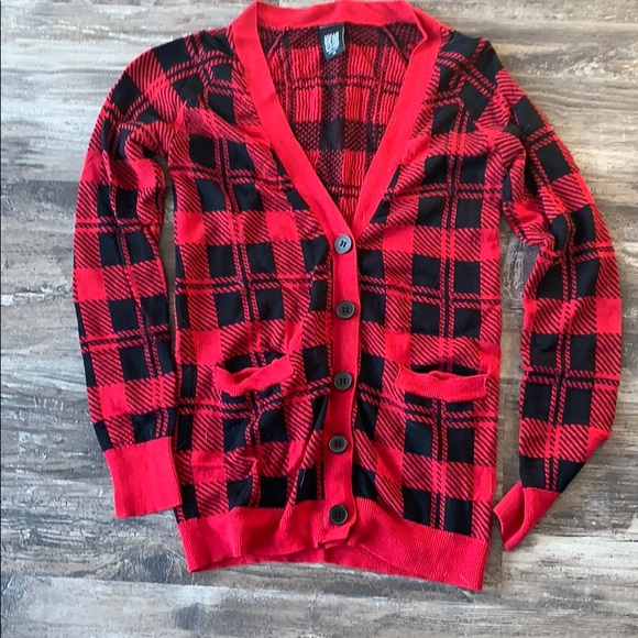 Nollie Plaid print Sweater button up cardigan - Picture 1 of 1